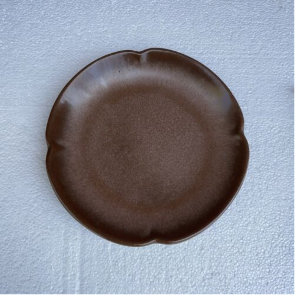 Vintage MCM Frankoma Pottery Plate 5G Plainsmen Brown Satin 5 G Dessert